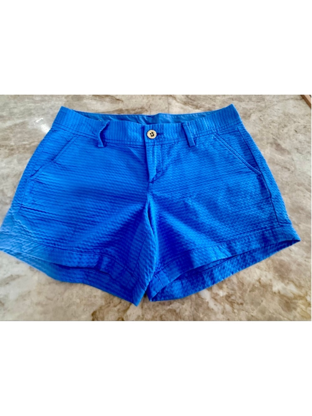 Lilly Pulitzer Blue The Callahan Seersucker Shorts Size 6, classic to match